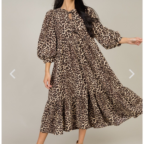 JODIFL gorgeous Bow Midi Dress Leopard Small~NWOT’S - Picture 10 of 12